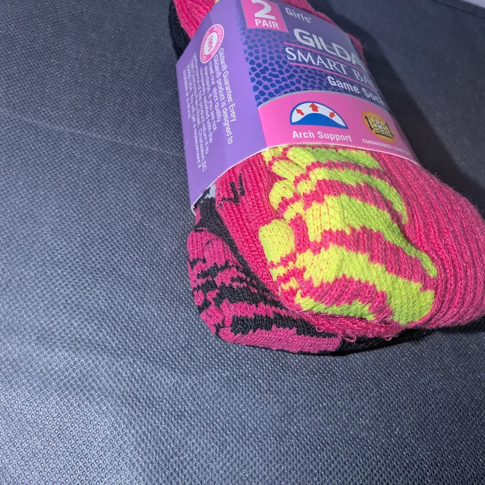 Gildan Pink and Green Game Socks